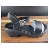 Black Platform Sandals with Buckle Detail