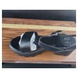 Black Platform Sandals with Buckle Detail