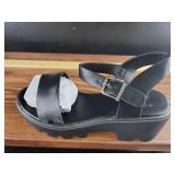 Black Platform Sandals with Buckle Straps