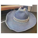 Western Style Denim Cowboy Hat with Decorative Band