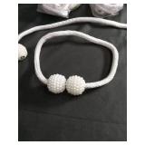 White Pearl Curtain Tiebacks with Braided Rope