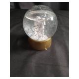 White Horse Snow Globe with Gold Base