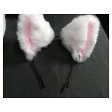 White Plush Bunny Rabbit Ears with Headband