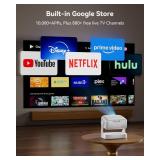 4K Projector with WiFi and Bluetooth, 2000 ANSI Outdoor Projectors with Built-in 10,000+ Apps, Bnoe Native 1080P Smart Proyector for Home Theater Movie with Dual Speaker and Voice Control & Auto Focus