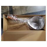 Skimmer Slotted Spoon,16.7in Stainless Steel Skimmer Steel Ladle, Pasta Spider Strainer Slotted Spoons for Cooking, Frying Spoon Strainer with Walnut Wood Handle, for Draining and Frying (Large)