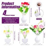 Mudder 4 Pcs Sensor Mushroom Night Lights LED Night Lights 7 Color Changing Plug-in Light Sensor Wall Lamp for Adults Bedroom, Bathroom, Christmas Party Gift(Red Lilies, Purple Lilies, Rose, Tulip)