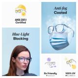 Stoggles Square Z87.1 Certified Polycarbonate Safety Glasses, Scratch & Shatter-Proof, Blue-Light & UV Blocking Lens, Top & Side Shields, Anti-Fog Dip Coated, Durable, Protective & Stylish Eyewear