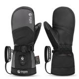 SAVIOR HEAT 3.0 Upgraded Heated Mittens for Women,7.4V 3000mAh Battery Ski Gloves,Fast Charging&Bluetooth-Controlled Electric Waterproof Touchscreen for Skiing Snowboarding