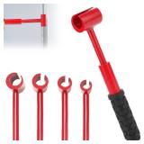 ASIEIT 4 in 1 Door Hinge Adjustment Tool, Multi-Size Hinge Gap Adjustment Wrench Tool Set for Round Bolt Standard Gauge 0.53-0.97 Inch, Stainless Steel Hinge Wrench with Rubber Handle for Repair