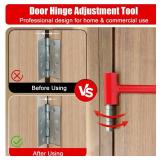 ASIEIT 4 in 1 Door Hinge Adjustment Tool, Multi-Size Hinge Gap Adjustment Wrench Tool Set for Round Bolt Standard Gauge 0.53-0.97 Inch, Stainless Steel Hinge Wrench with Rubber Handle for Repair