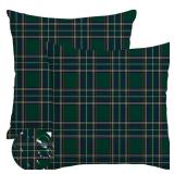 RABUSOFA Christmas Pillow Covers 18x18 Inch Set of 2 Indoor Outdoor Waterproof Scottish Tartan Plaid Classic Throw Decorative Cushion Cases for Christmas Decor Decorations Couch Patio Dark Green