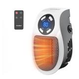 GiveBest Programmable Space Heater with LED Display, Remote Wall Outlet Electric Heater with Thermostat and Timer for Home Office Bathroom Indoor Use, Small Plug in 450 Watt Heater, ETL Listed
