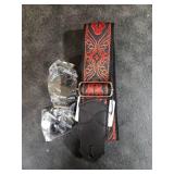 YIKOKO Guitar Strap, Head Layer Cowhide Leather End, 2 Inches Wide, for Acoustic and Bass Electric Guitars, Free Button, 2 Strap Locks and 4 Guitar Picks