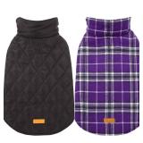 Kuoser Waterproof Dog Coat, Reversible Dog Jacket for Small Dogs, Adjustable Durable Doggie Winter Coat Warm Cozy Puppy Cold Weather Apparel from Small to Large Breed, Purple S