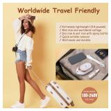 Newbealer Travel Iron with Dual Voltage - 120V/220V Lightweight Dry Iron for Clothes (No Steam), Non-Stick Ceramic Soleplate, 302 Heat Press Machine, w/Spray Bottle, Pouch & Silicone Stand (White)