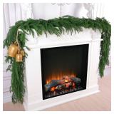 Rowfad 2 Pcs 9 Ft Artificial Norfolk Pine Garlands, Realistic Christmas Pine Garland Faux Winter Greenery for Holiday Table Centerpiece, Mantel, Wall, Indoor, Outdoor Christmas Decor (2, 9 Ft)