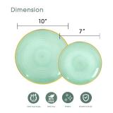 Fabulous Party 100PCS Green Plastic Plates-Crystal Design Green Disposable Plates with Gold Rim, Fancy Disposable Plates Include 50 Dinner Plates, 50 Dessert/Salad Plates for Party & Christmas