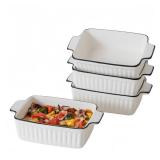 12oz White Ceramic Casserole Dish, Oven, Microwave & Dishwasher Safe Baking Dish with Handles, Perfect for Individual Servings, Lasagna, Cake & Housewarming Gifts