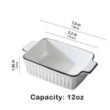 12oz White Ceramic Casserole Dish, Oven, Microwave & Dishwasher Safe Baking Dish with Handles, Perfect for Individual Servings, Lasagna, Cake & Housewarming Gifts