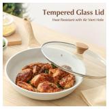 SENSARTE Nonstick Ceramic Frying Pan Skillet with Lid, 9.5 Inch Omelet Pan, Healthy Non Toxic Chefs Pan, Induction Compatible Egg Pan with Heat Resistant Handle, Free of Intentionally Added PFAS/PTFE