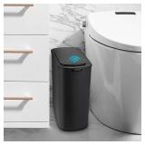 Cesun Automatic Motion Sensor Black Bathroom Trash Can with Lid, 2.6 Gallon Touchless Trash Bin, Smart Plastic Slim Garbage Can Small Wastebasket for Toilet, Office, rv, Bedroom, Living Room