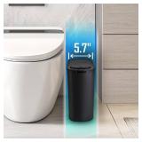 Cesun Automatic Motion Sensor Black Bathroom Trash Can with Lid, 2.6 Gallon Touchless Trash Bin, Smart Plastic Slim Garbage Can Small Wastebasket for Toilet, Office, rv, Bedroom, Living Room