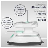 BEAUTURAL Mini Travel Steam Iron for Clothes with Dual Voltage, Temperature Control, Non-Stick Soleplate and Cord Storage, Ideal for Sewing, Quilting and Handcraft