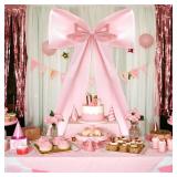 Yymobt Large Satin Big Pink Bows for Coquette Room Decor Big Pink Bow Decor for Backdrop Giant Ribbon Wall Bow for Wedding Birthday Graduation Christmas Bachelorette Party Supplies