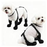 BECROWM Waterproof Dog Boots for Small/Medium Dogs -Dog Paw Protectors Dog Suspender Boots Anti-Slip Pet Shoes for Outdoor Walking, Reflective Stay-On,Dirt-Proof Comfortable Booties (Black, Small)