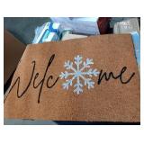 Barnyard Designs Natural Coco Coir Christmas Doormat - Large Cute Non-Slip Heavy Duty Backing Door Mat for Outside Entrance or Porch Entry, Brown (17x30, Winter Snowflake)