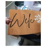 Barnyard Designs Natural Coco Coir Christmas Doormat - Large Cute Non-Slip Heavy Duty Backing Door Mat for Outside Entrance or Porch Entry, Brown (17x30, Winter Snowflake)