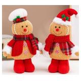 quescu 2PCS Gingerbread Christmas Decorations Indoor,Christma Gingerbread Man Plush,Christmas Stuffed Doll Gifts for Tiered Tray Party Decor Home