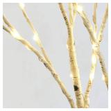 LITBLOOM Lighted White Birch Twig Branches 30IN 150 LED Plug in with Timer and Dimmer, Artificial Tree Branch with Lights for Indoor Outdoor Home Christmas Room Decoration