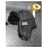 Peicees Aviator Hat with Goggles Costume for Adult Vintage Pilot Hat for Men Women Winter Trapper Hat with Fur Ear Flap Black