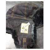 Peicees Aviator Hat with Goggles Costume for Adult Vintage Pilot Hat for Men Women Winter Trapper Hat with Fur Ear Flap Black