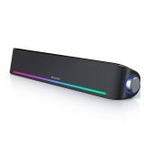 Computer Speakers, Hi-Fi Sound Quality Computer Sound Bar, Bluetooth 5.0 & 3.5mm Wired PC Speakers with 4 Dynamic Lighting Modes, USB Powered Speakers for PC, Desktop, Laptops, Phones, Monitors, Xbox