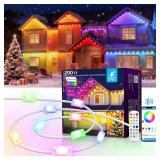 AHAWILL 200FT Christmas Permanent Outdoor Lights,RGB Eaves Lights with App Control,DIY Multi-Color Scene Modes,IP67 Waterproof,Outdoor Strings for House,Holiday Decorations for Christmas