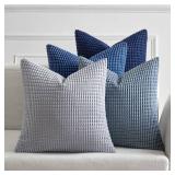 MIULEE Blue Decorative Pillow Covers 18x18 Inch Set of 4 Boho Western Farmhouse Home Decor Couch Throw Pillows Summer Coastal Corduroy Pillowcases Industrial for Sofa Living Room Bed
