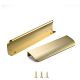 Satanga Edge Finger Pull for cabinets Kitchen Concealed Drawer pulls Aluminum Hidden Door Handle for Home 10 Pack Modern Brushed Brass 4.72 Overall Length Easy Installation