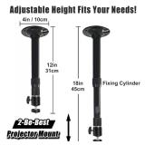 2-Be-Best Projector Mount 360° Rotatable Projector Ceiling Mount Length 12 to 18 in / 31 to 45cm Ceiling Projectors Mounts Adjustable Bracket for Mini Projectors Black Universal