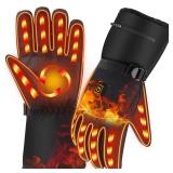 Heated Gloves for Men Women, Winter Warm Gloves with 3 Heating Temperature Control, Electric Hand Warmer Waterproof Touchscreen Thermal Gloves for Cold Weather Motorcycle Ski Snow Running Hunting