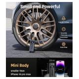 Tire Inflator Portable Air Compressor Car Tires, 38L/min Fast Inflate, 12V DC Air pump for Car Tires, Powerful & Small, Car Tire Pump LED Light - Only Compatible with Car Cigarette Lighter