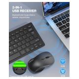 TECKNET Wireless Keyboard and Mouse Combo, Mini Cordless Computer Keyboard and Mouse Set 2.4GHz, Silent Adjustable 1600 DPI, Quiet Click, Lag-Free for Computer, Laptop, PC, Windows, Mac, Chrome OS
