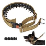 Mayerzon Martingale No Pull Collar for Medium Large Dogs German Shepherd Doberman Pitbull, Patented Anti Pull Correction Dog Collar for Walking Training, Reflective, Adjustable, Hidden(M, Khaki)