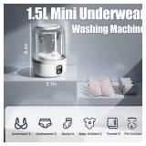 Underwear Washing Machine, Upgrade 1.5L Mini Portable Washing Machine Rechargeable Underwear Washer Deep Cleans Small Clothes for Apartment, Dorm, RV, Travel & Hotel Use