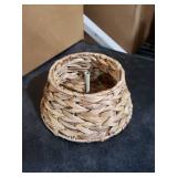 7.9-Inch Mini Christmas Tree Collar, Handcrafted Woven Hyacinth Holiday Rattan Tree Skirt Accessory-Natural