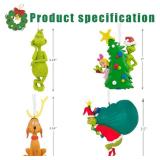 Green Monster Christmas Tree Ornaments Dolls, Resin Xmas Hanging Decorations for Holiday Party, Indoor Home Decor & Seasonal Gifts (4PCS) BROKEN HEAD***