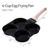 CAROTE Egg Pan Omelette Pan, 4-Cup Nonstick Granite Omelette Skillet - Pancake Pan and Healthy Egg Cooker Suitable for Gas Stove & Induction Cookware, Black SLIGHTLY DENTED***