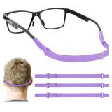 Enenfly Adjustable Glasses Straps - 3 Pack No Tail Eyewear Retainer for Men, Women, Kids Fits Eyeglasses & Sunglasses,Purple(7.5-13.5 inch)