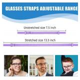 Enenfly Adjustable Glasses Straps - 3 Pack No Tail Eyewear Retainer for Men, Women, Kids Fits Eyeglasses & Sunglasses,Purple(7.5-13.5 inch)